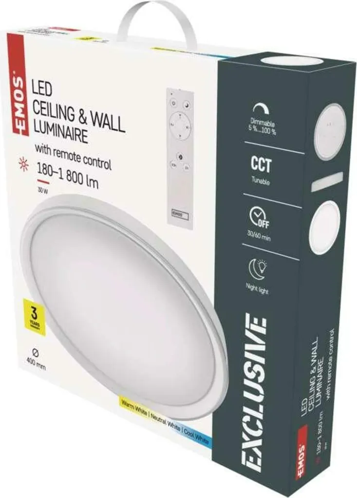 Plafonnier LED Anti-Humidité EMOS ZM5168 Finition Blanche pour Zone Humide