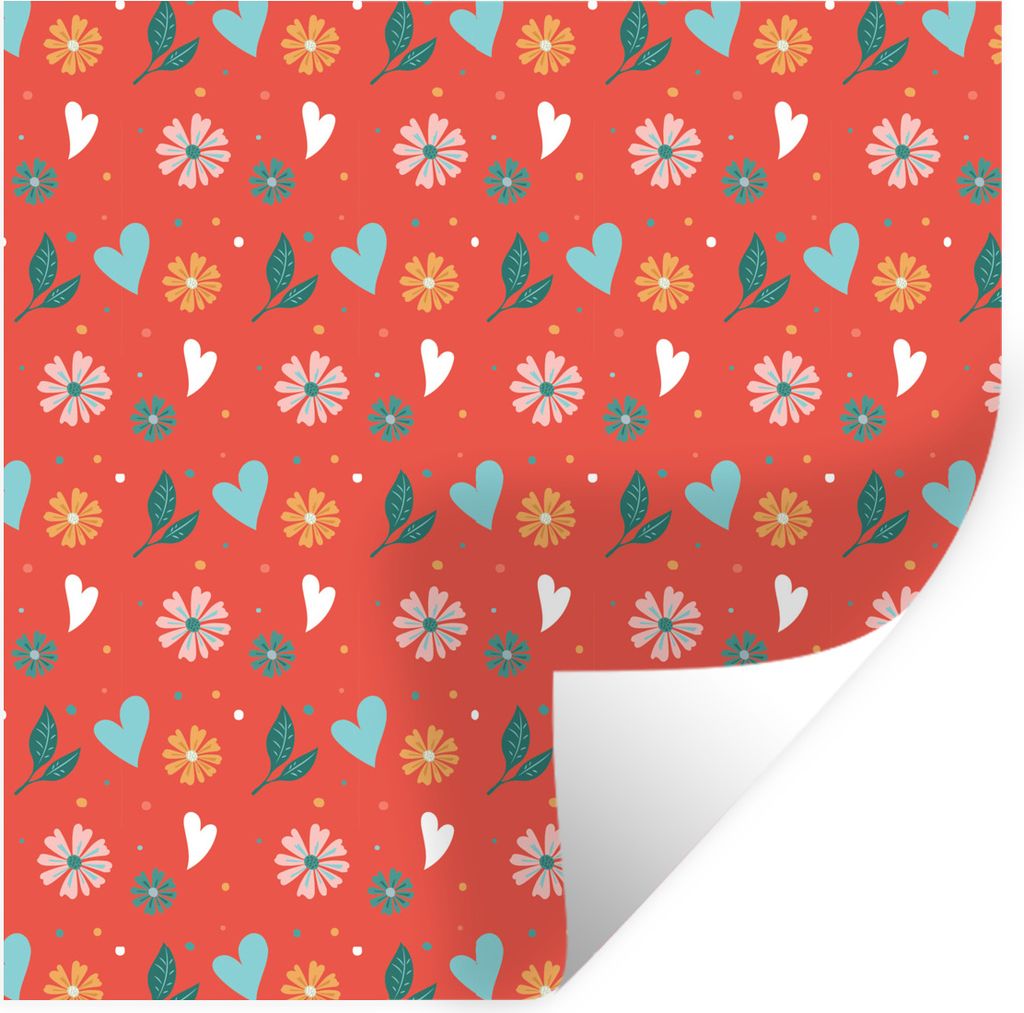 MuchoWow Wandtattoo Wandsticker Wandaufkleber Blumen - Herz - Design 30x30 cm Selbstklebend und Repositionierbar - Repositionierbar - Wasser abwe...