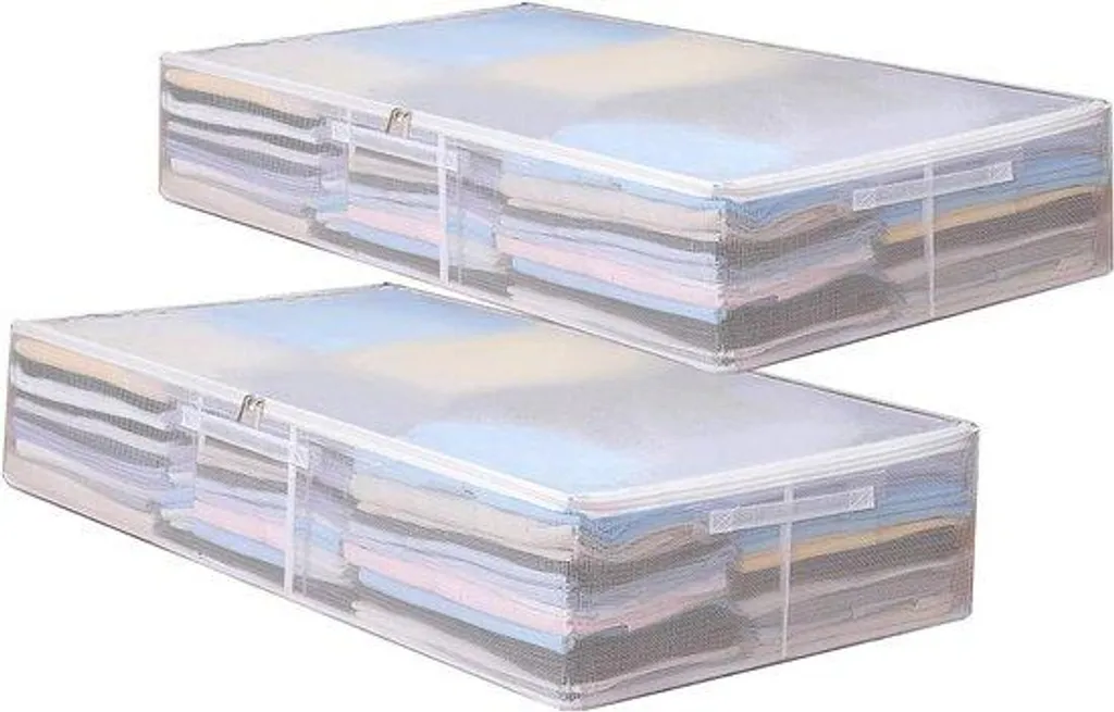 Rangement sous lit pour couettes et vêtements : lot de 2 sacs souples