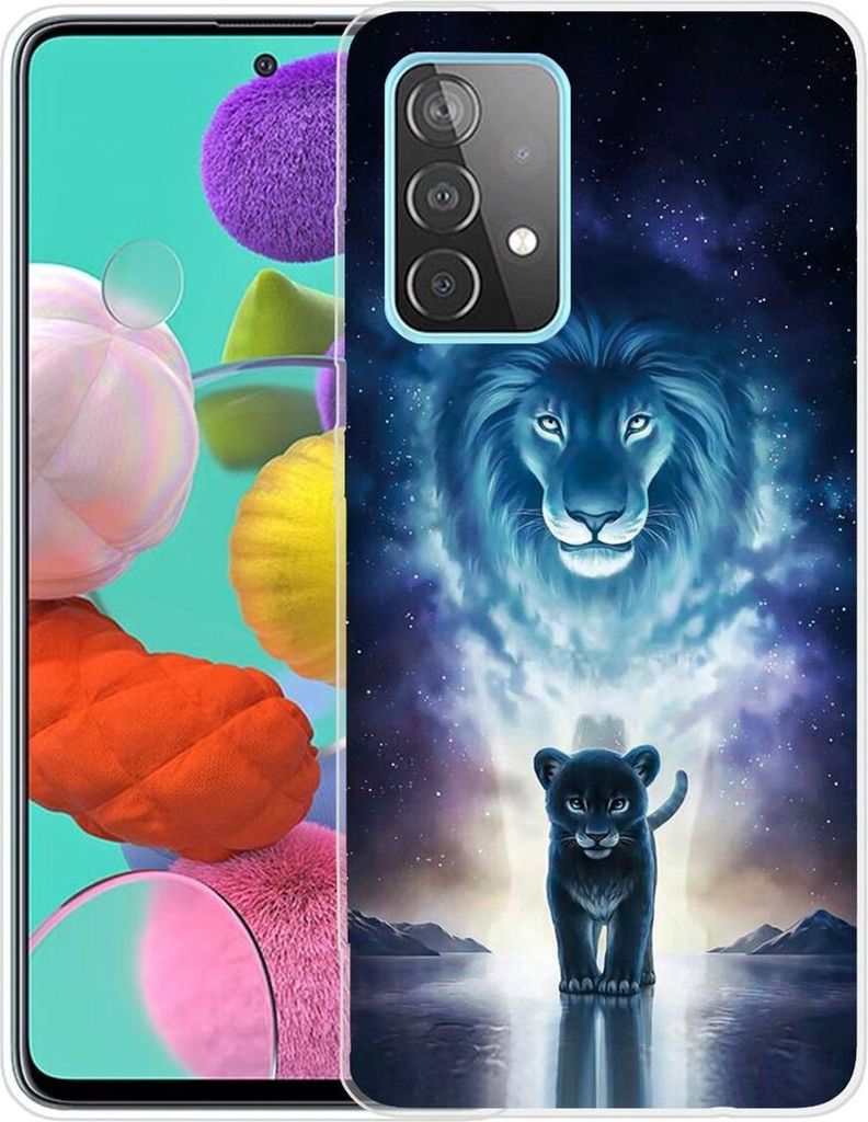 Handyhülle für Samsung Dünn Schutzcase Cover Bumper Schale Transparent, Farbe:Löwe, Modell wählen:Samsung Galaxy A32 5G