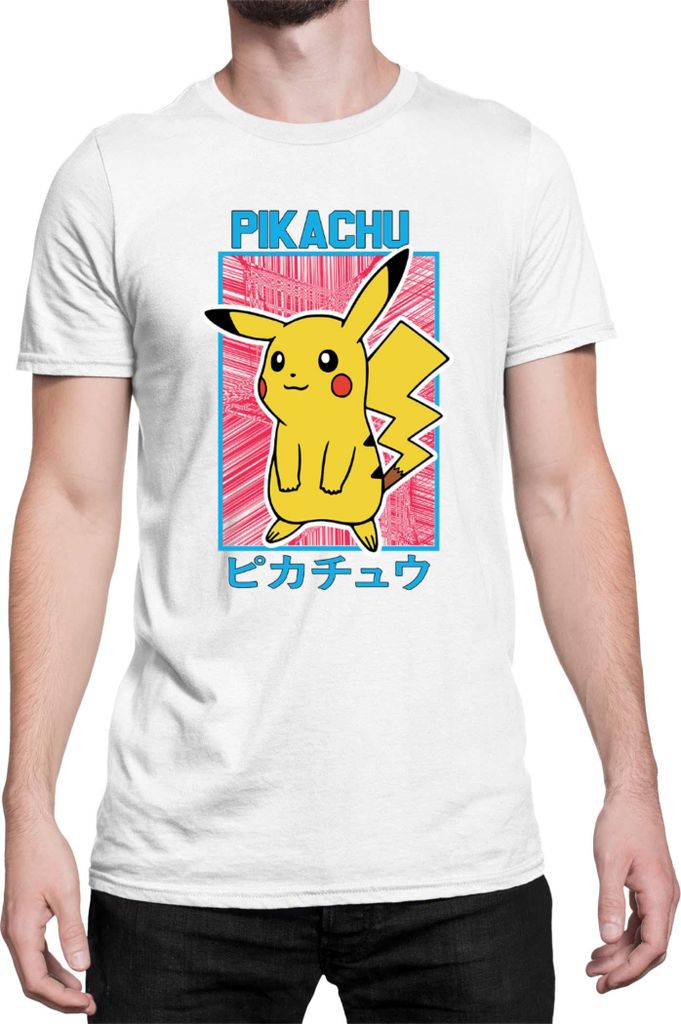 Herren T-Shirt Japan Manga Anime Comics Pokemon 034, Man L / Weiß