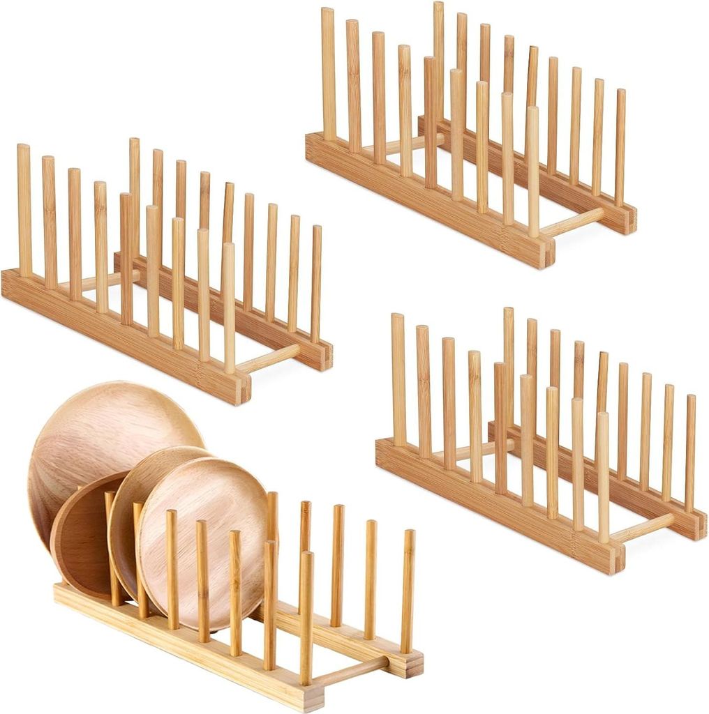 Afdruiprek aus Bambus - Trockenregal mit 8 Fächern - 4 Stück