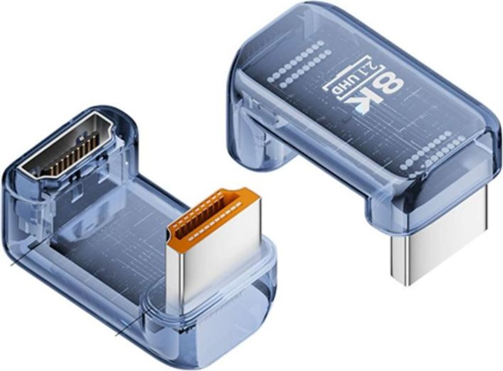 INF 3er Set 8K HDMI 2.1 U-förmiger Adapter 180 Grad Stecker auf Buchse ABS für TV Monitor Blau