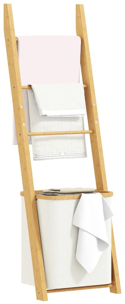 HOMCOM Badregal, 2-in-1 Badezimmerregal mit 3 Stangen Produktbild 