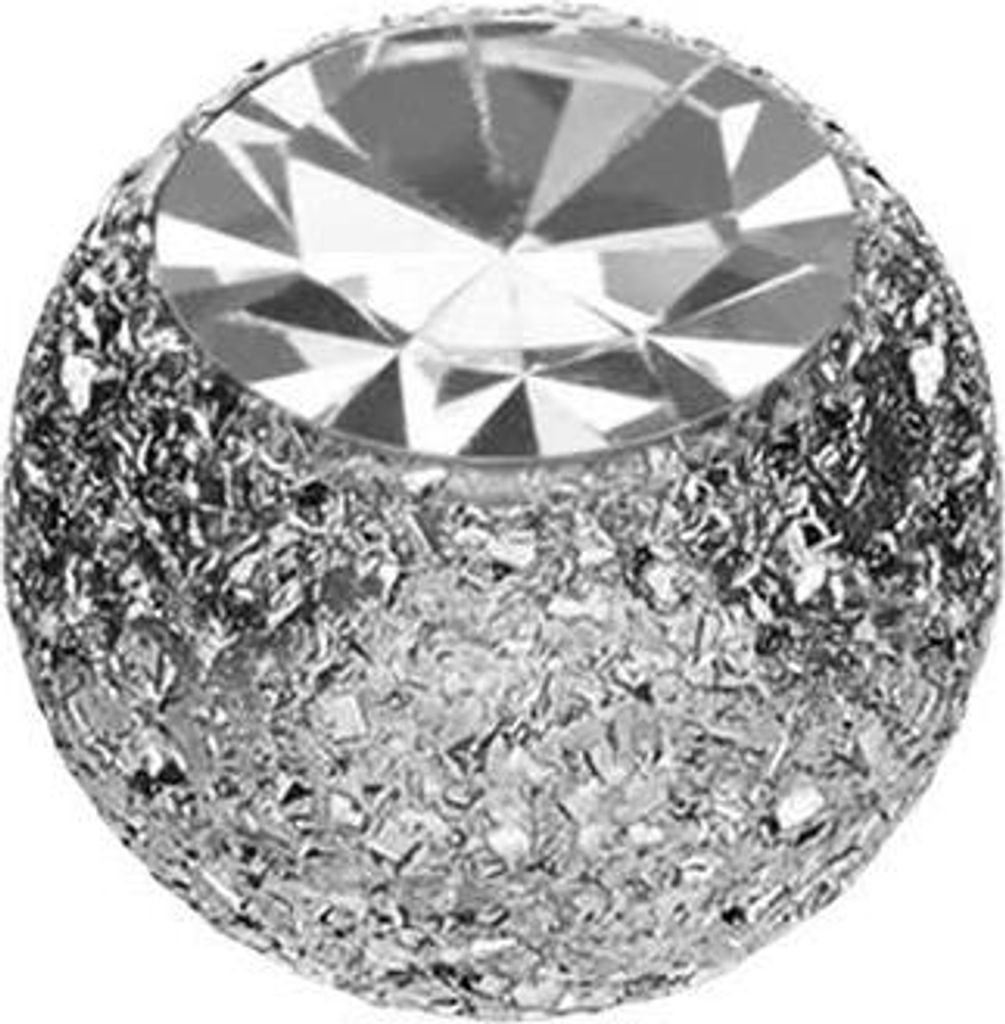 Chirurgenstahl Schraubkugel DIAMANTOPTIK + KRISTALL Silber Gewinde: 1,2mm | Kugelgröße: 3mm