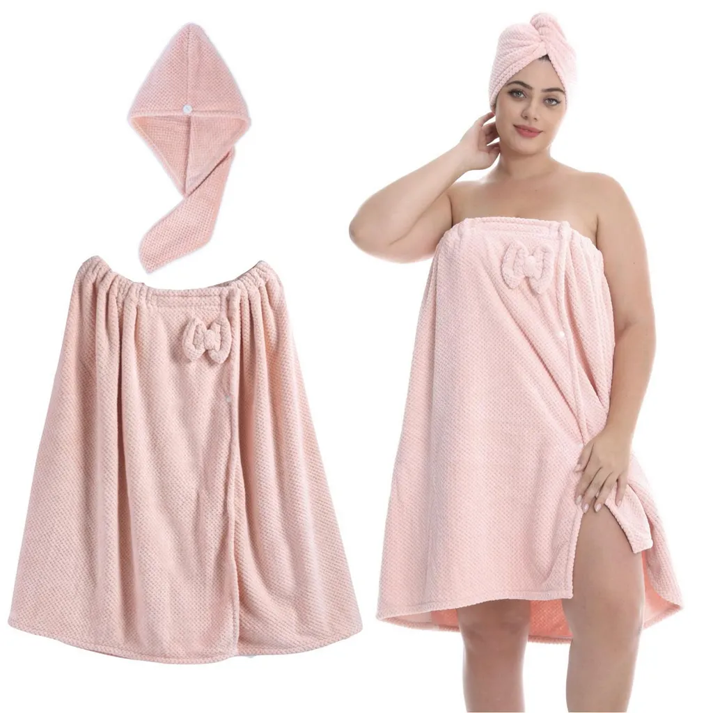 Accappatoio Donna Rosa Oversize + Cuffia Doccia | Set Regalo Morbido