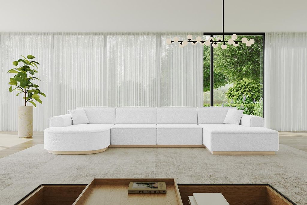 ALTDECOR Ecksofa in U-Form ARRIO-U2 - 388x171x83 cm Weiß - Corner Sofa Bett Eckcouch Couch L-Form Wohnlandschaft Cauchsofa