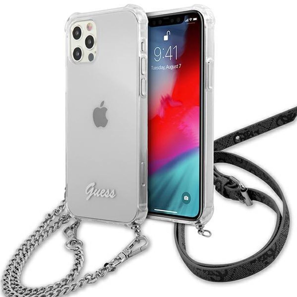 Guess Guhcp12Mkc4Gssi Iphone 12/12 Pro 6.1 Transparentes Hardcase 4G Silberkette