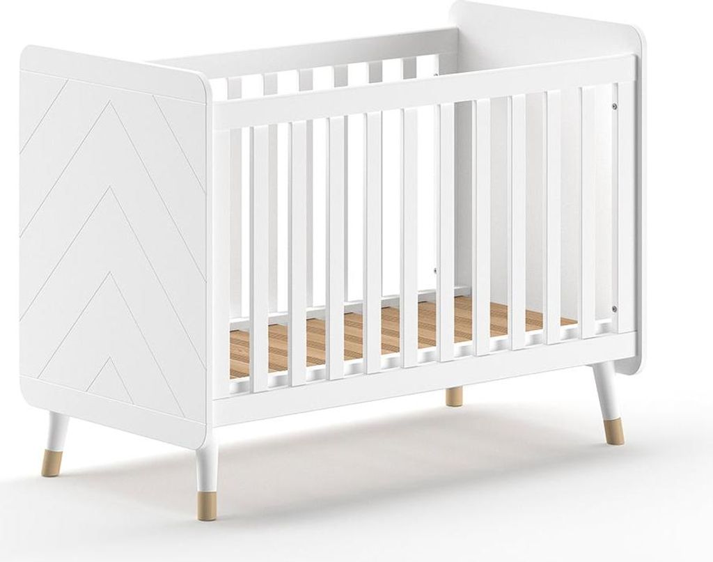 FURNLUX Baby Cot Billy Weiss 60x120cm / Hauptfarbe: Weiß / Abmessungen: 68 x 124 x 94 cm