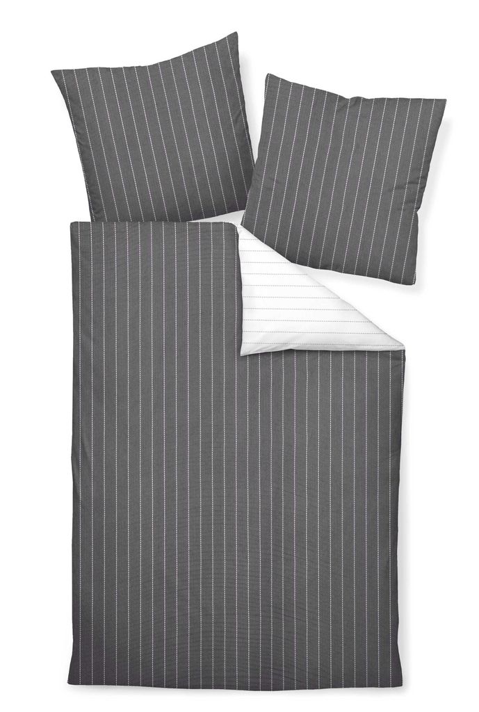 Janine Design Mako-Soft-Seersucker Bettwäsche-Garnitur TANGO 20020 Farbe titan Größe 240x220+2x80x80 cm