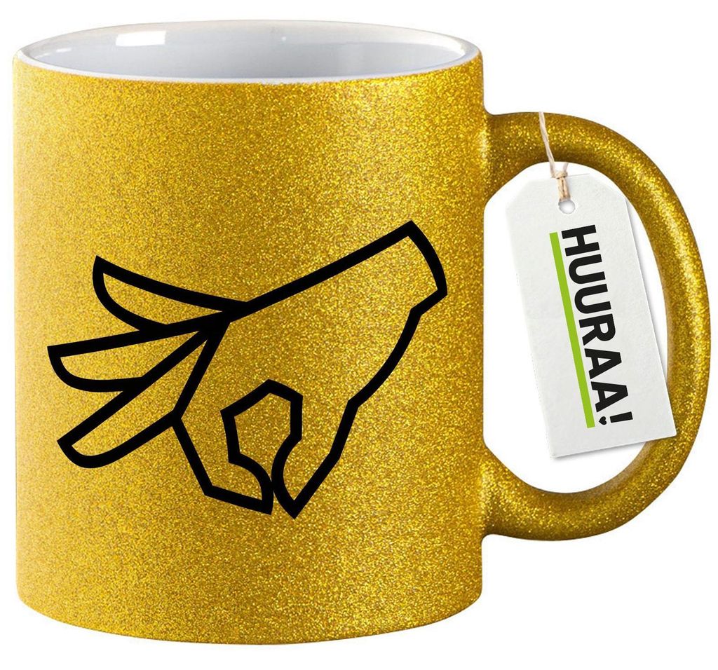 Huuraa Glitzertasse Reingeguckt Hand 330ml Gold Keramik Kaffeebecher Geschenkidee