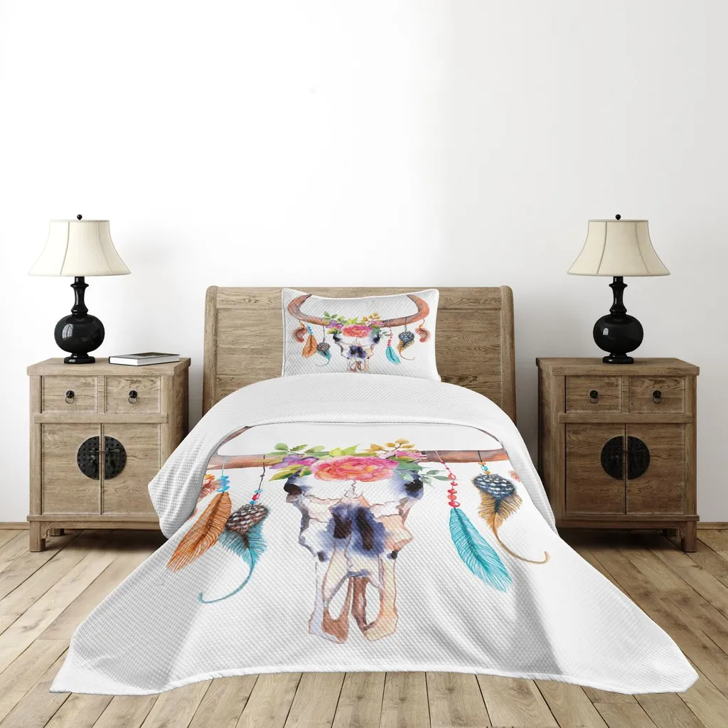 ABAKUHAUS Set Copriletto 170x220 Toro e Piume - Arredo Letto Moderno