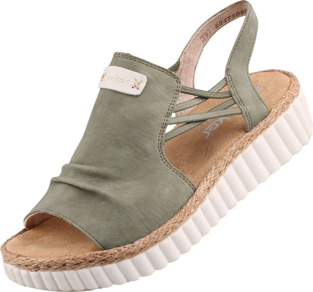 Rieker Damen Keilsandaletten 69262-52 Grün ,Extraweite Gr.38