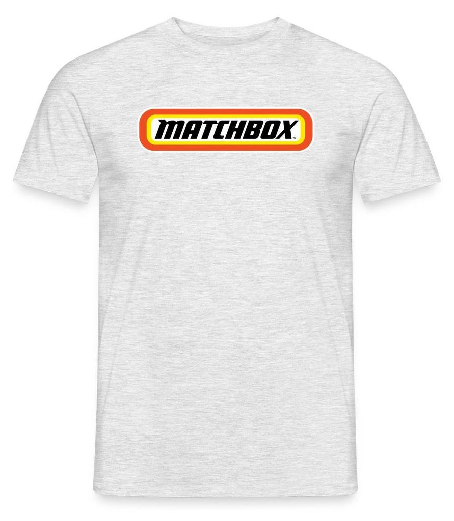 Spreadshirt Matchbox Offizielles Logo Orange, Gelb & Schwarz Männer T-Shirt, M, Grau meliert
