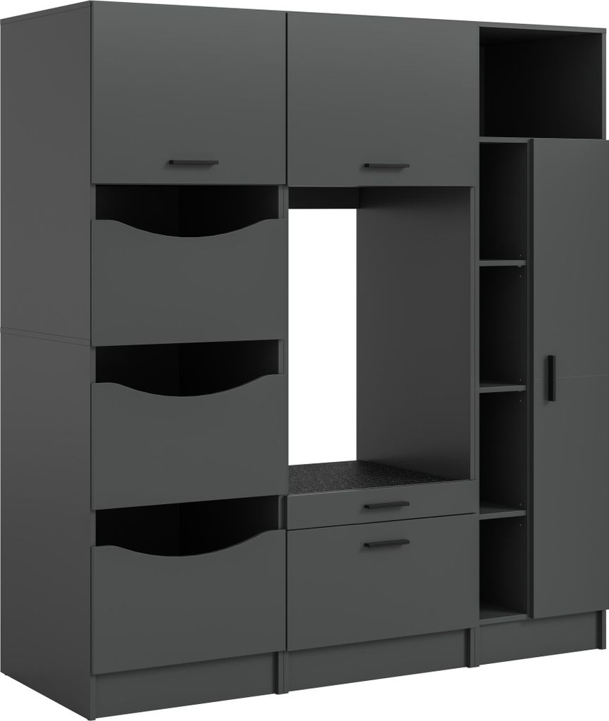 Waschmaschinenumbauschrank >Free< in Anthrazit - 176x195x68cm (BxHxT)