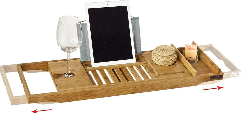 SoBuy Étagère de Salle de Bain en Bambou Extensible 70-104cm - FRG212