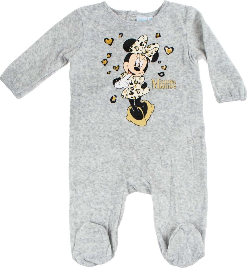 Disney Minnie Maus Baby-Strampler Baby-Outfit kuscheliger Einteiler für Babys Grau 12 Monate
