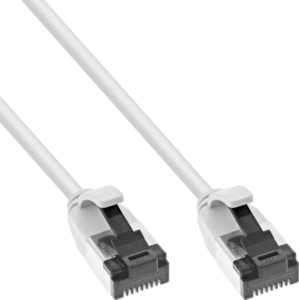 InLine Patchkabel slim, U/FTP, Cat.8.1, TPE halogenfrei, weiß, 0,5m