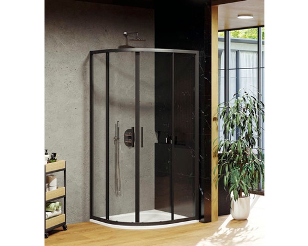 Ravak Blix - Viertelkreis-Duschkabine, 900x900 mm, schwarz/Klarglas X3BM70300Z1