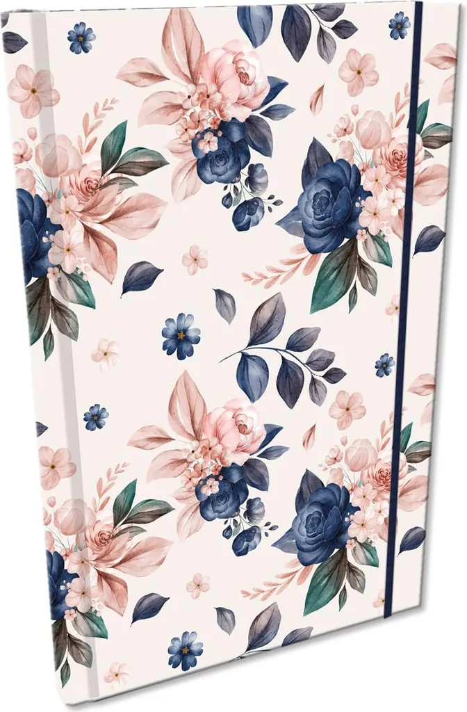 Taccuino A5 Griglia 5mm Soft Touch Blue Roses | Cancelleria Design