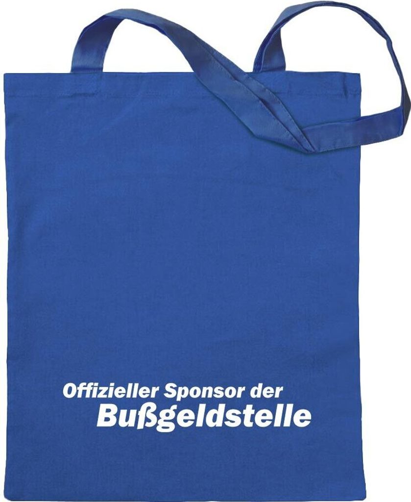 Kiwistar - Baumwolltasche - royalblau - Sponsor der Bußgeldstelle - Tragetasche Stoffbeutel Umhängetasche Langer Henkel