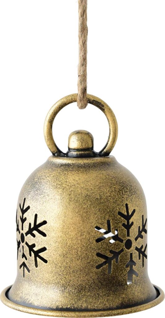 Weihnachtsglocken-Ornament, rustikales Eisen-Schellenglöckchen, Weihnachts-Hängedekoration für Weihnachtsbaum, Türdekoration