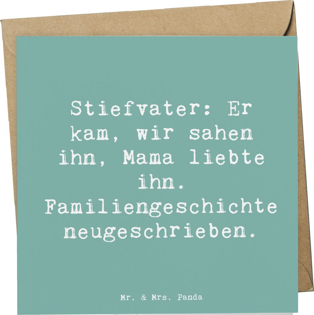 Mr. & Mrs. Panda Grußkarte Spruch Stiefvater Liebe - Meeresbrise - Geschenk, Jubiläen, anlasskarte, Familie, Glückwunschkarte, Handgemacht, herz...