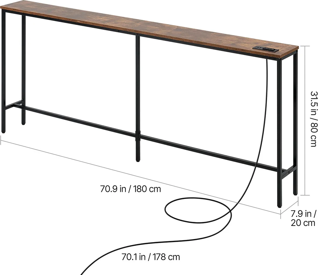 Console d'entrée fine 178 cm VEVOR - Table longue structure métallique - 8