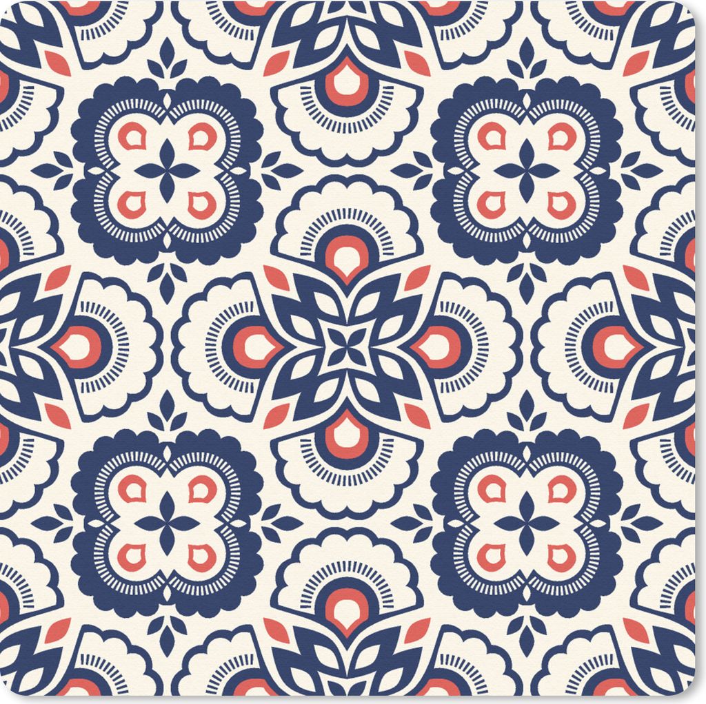 MuchoWow Mauspad Mousepad Blumen - Retro - Design 30x30 cm - Mousepads - Maus Mat - Pad - Mausunterlage - Gaming