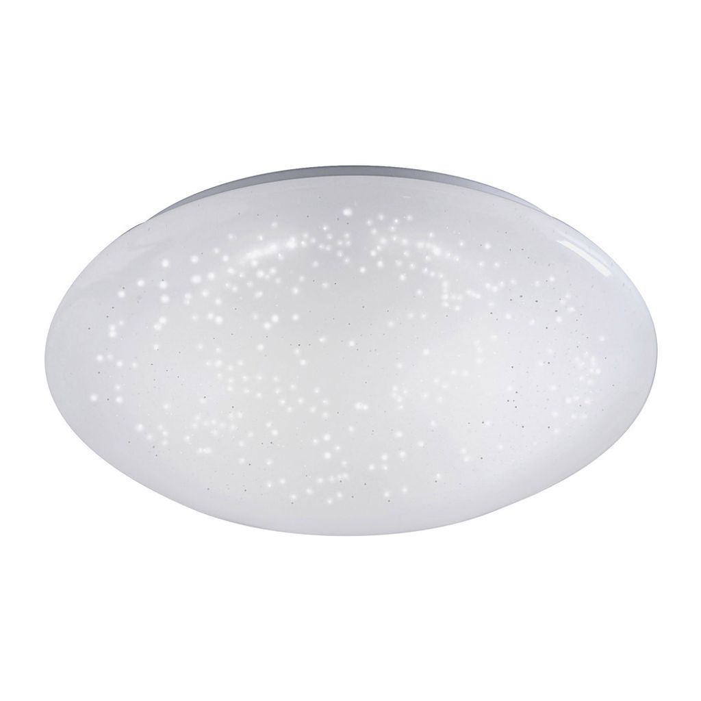 A white, oval-shaped LED ceiling light with a star-like pattern.