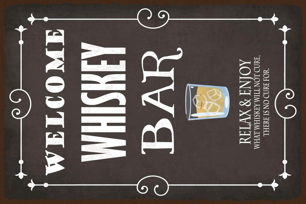 vianmo Holzschild 18x12 cm Welcome WHISKEY Bar Relax and enjoy