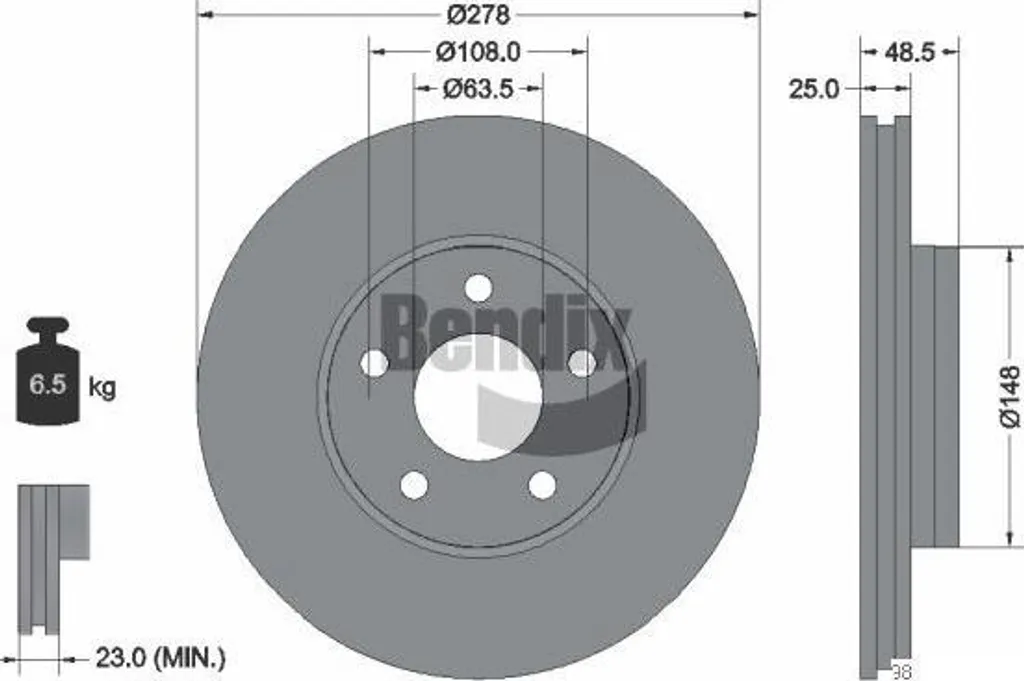 Disque de frein BENDIX BDS1133 OE 1686722 pour Ford C-Max et Focus