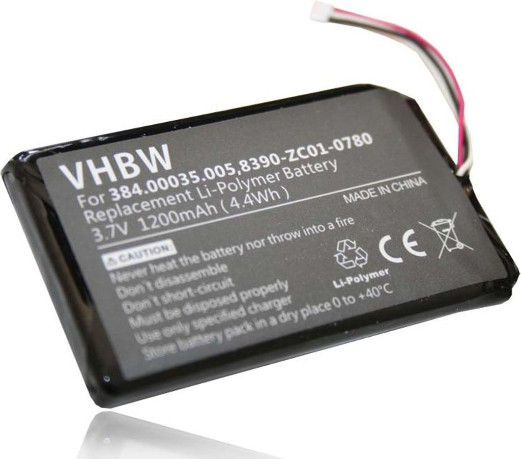vhbw Akku kompatibel mit Navigon 40 Plus, 40 Easy, 40 Premium GPS Navigation Navi (1200 mAh, 3,7 V, Li-Polymer)