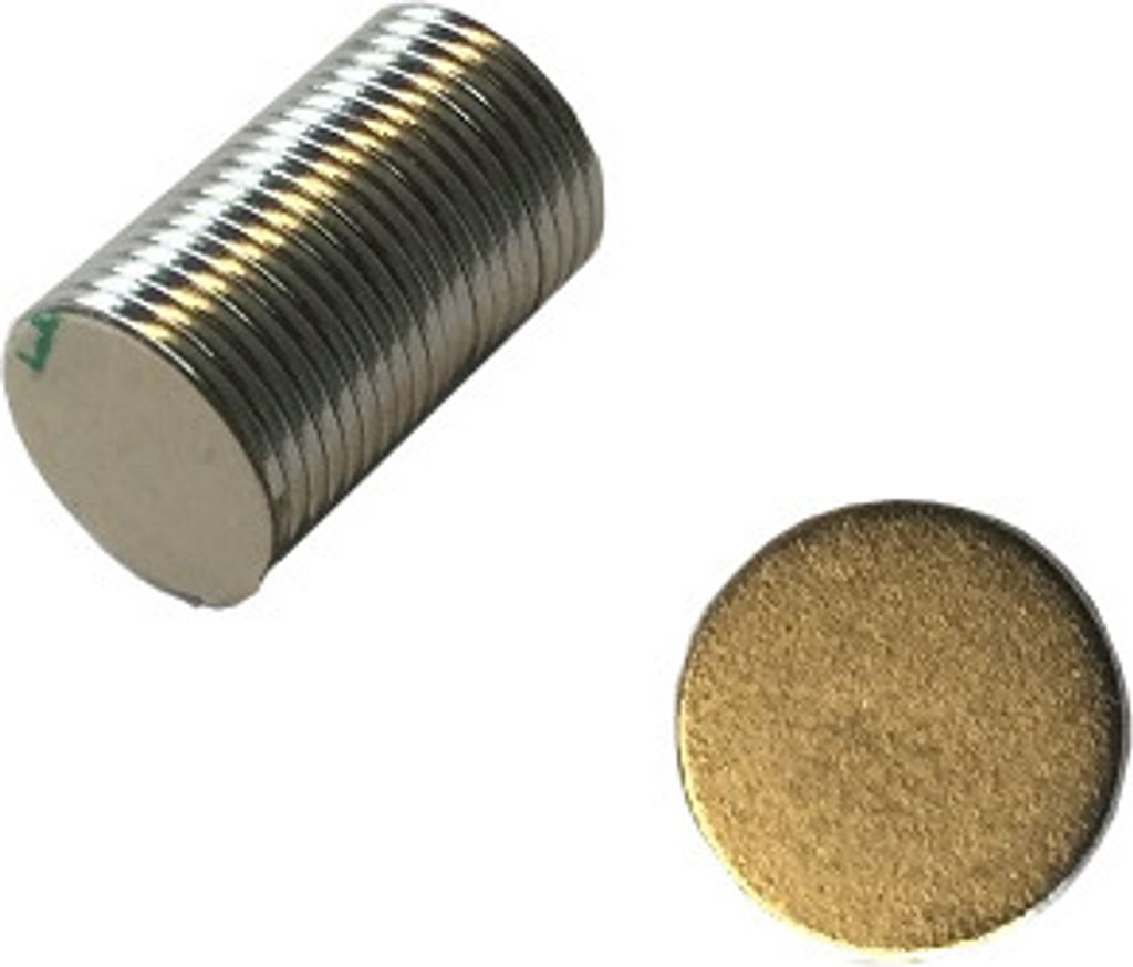 20 Stück selbstklebende N35 Neodym-Magnete Metall, silber, 9,5 x 0,75 mm dick