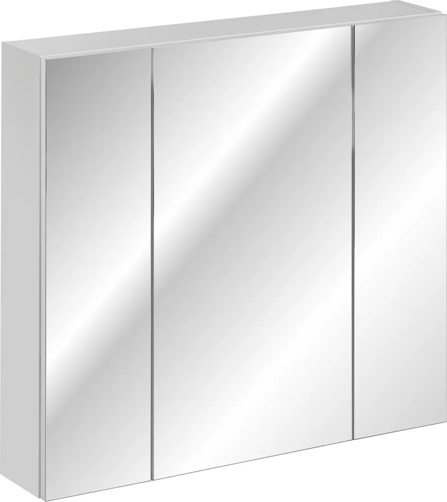 Meuble miroir de salle de bains 80 cm Blanc 3 portes Finition Stratifiée
