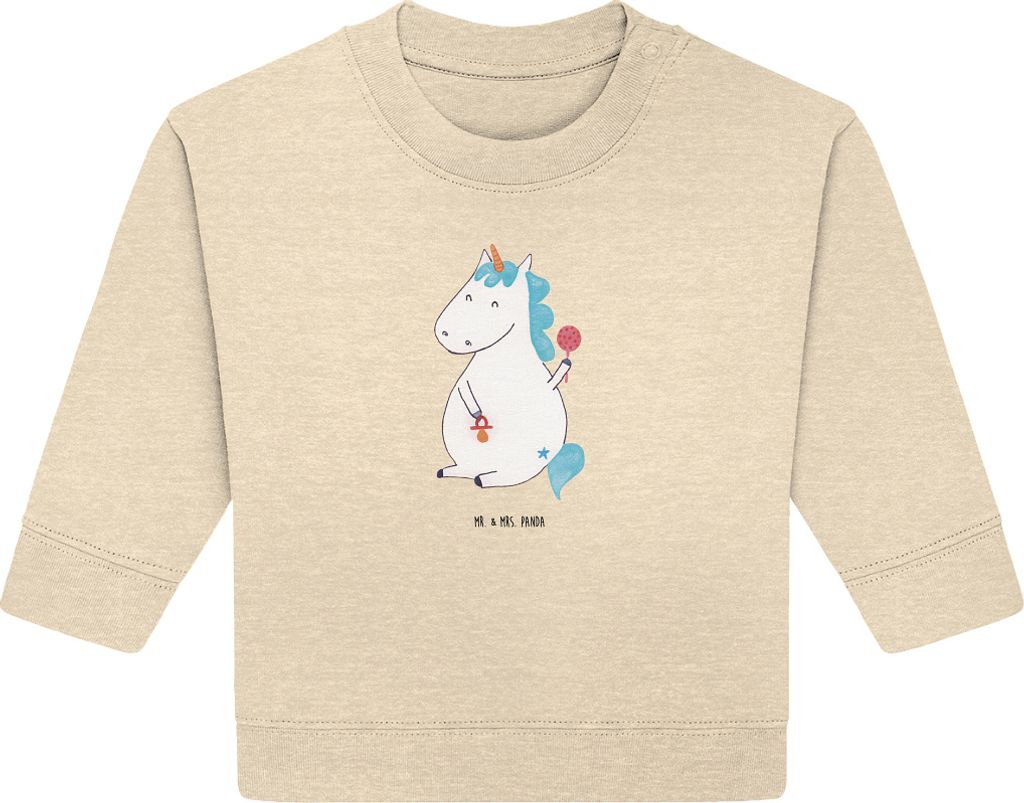 Mr. & Mrs. Panda Organic Baby Pullover Einhorn Baby 24. - 36. Monat - Natural Raw - Geschenk, Party, Unicorn, Geburtstag, Bullover, Mutter