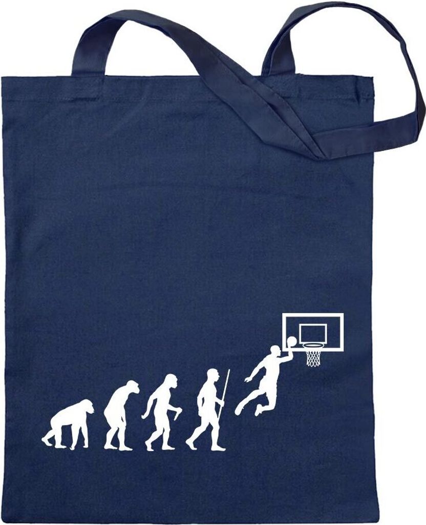 Kiwistar - Baumwolltasche - dunkelblau - Basketball Spiel Evolution - Tragetasche Stoffbeutel Umhängetasche Langer Henkel