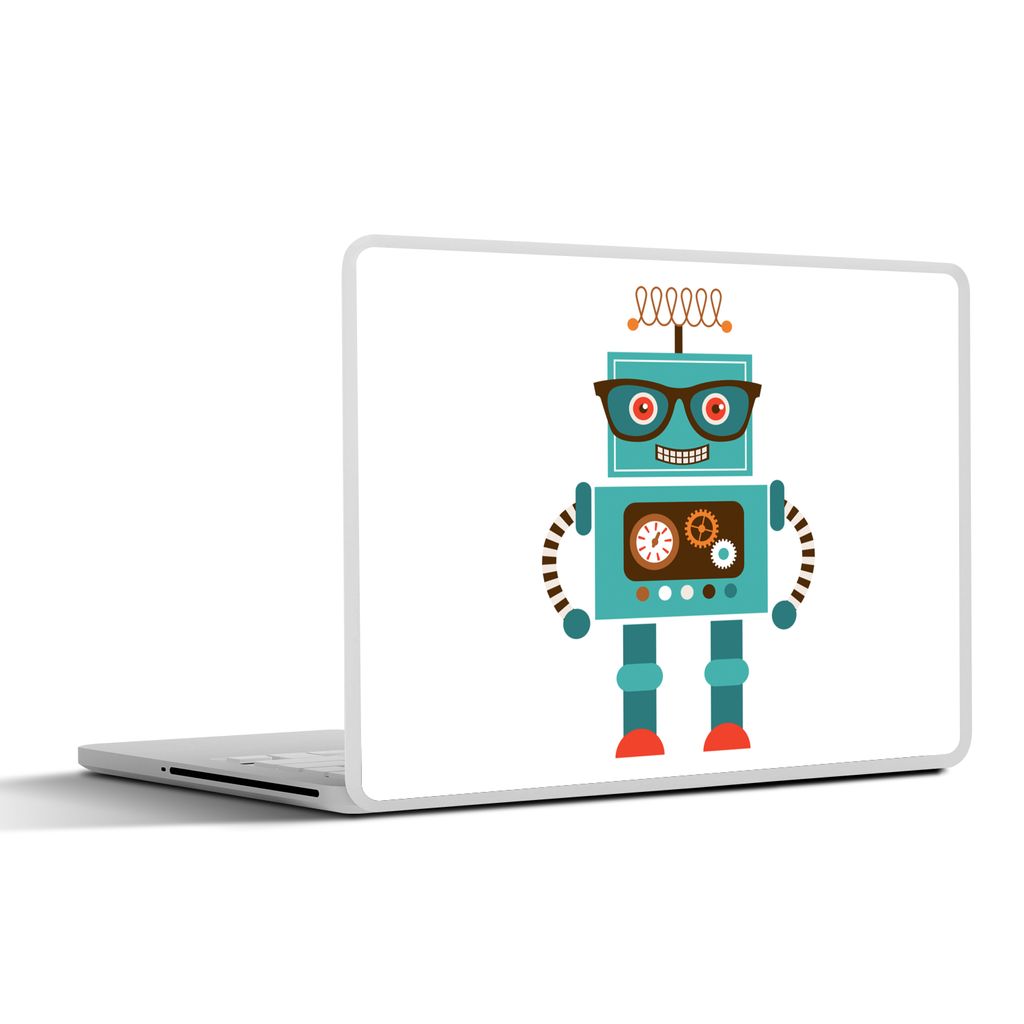 MuchoWow Laptop Aufkleber Sticker Cover Roboter - Schutzbrille - Zahnräder - Gesicht - Jungen - Kinder 40x30 cm - Laptop Dekoration - Selbstklebend