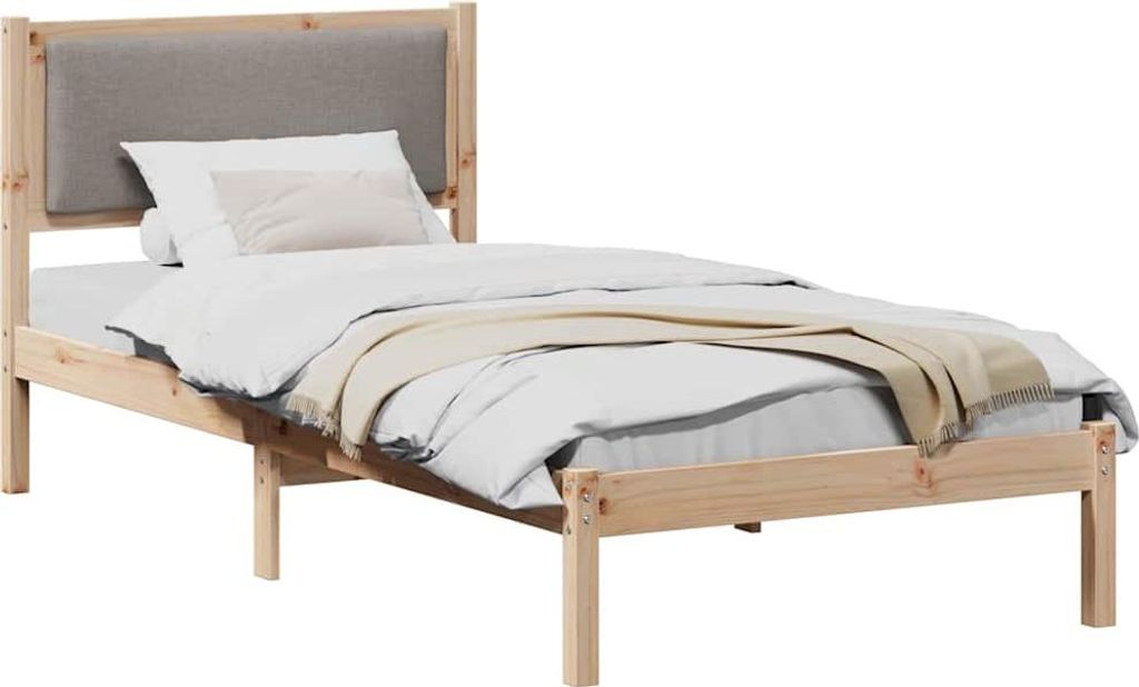 Bettrahmen mit Kopfteil Taupe 100 x 200 cm Massives Kiefernholz