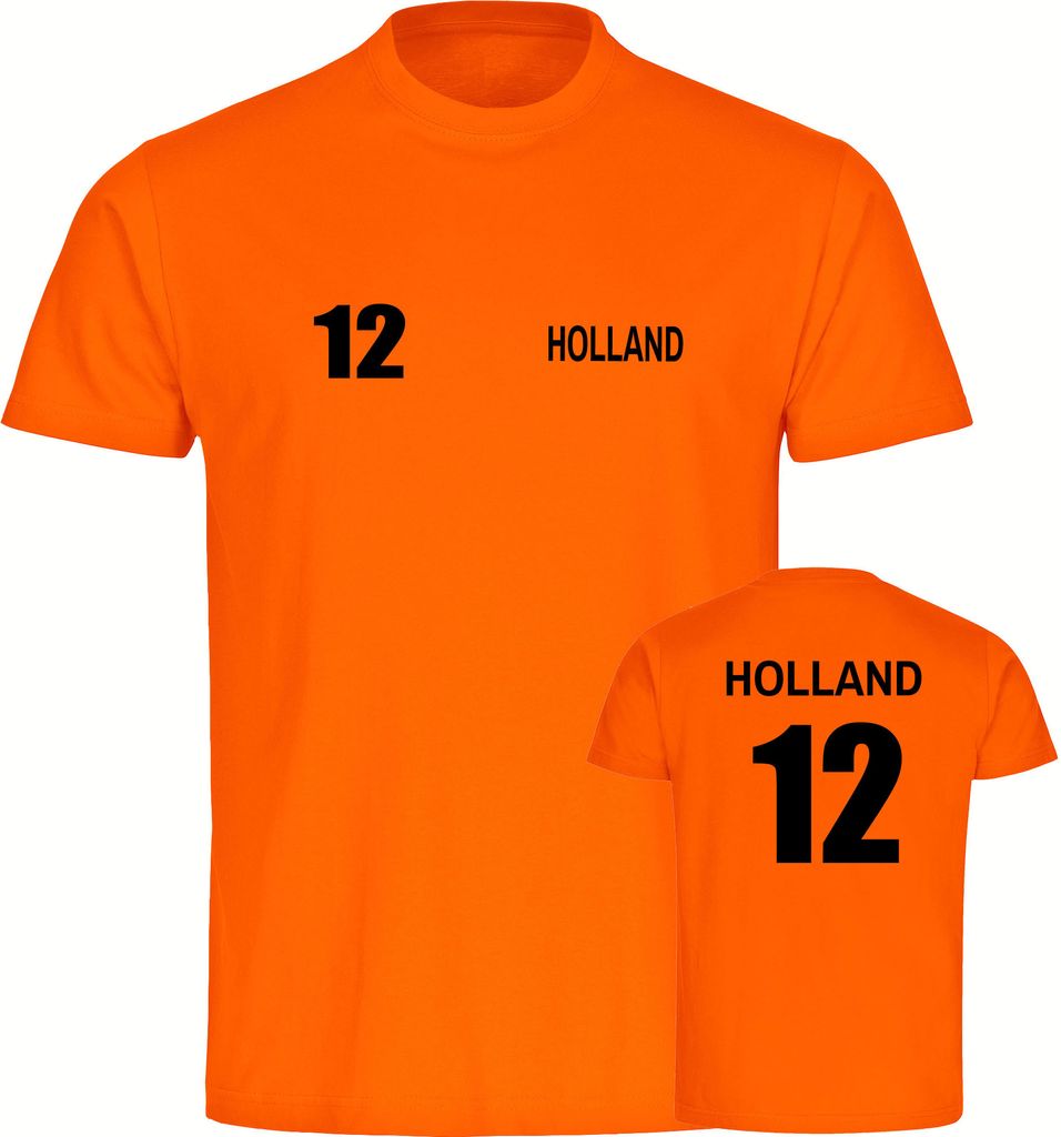 multifanshop Herren T-Shirt - Holland - Trikot Nummer 12, orange-1, Größe 3XL