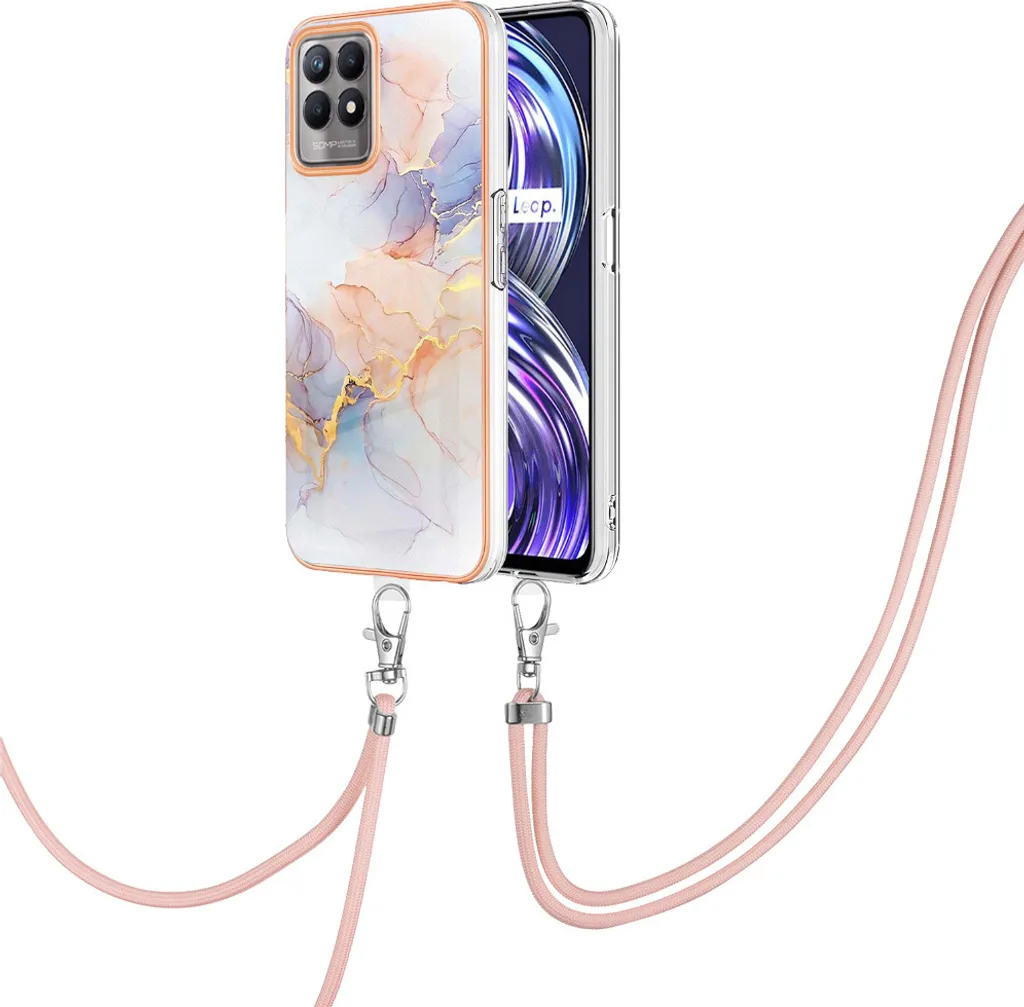 COMAKU Cover Per Realme 10 Con Bordo Glitter Dorato - Custodia In Silicone TPU Morbido, Protezione Antiurto Per Fotocamera E Schermo, Bianco