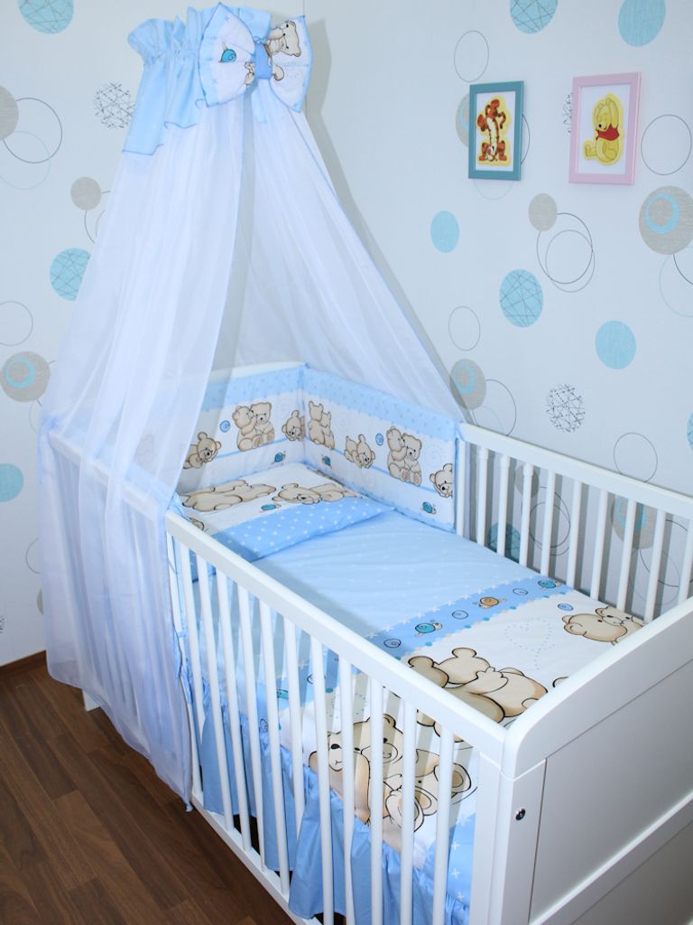 5 stück Baby Kinderzimmer Bettwäsche Cot Kinderbett Nestchen Set Herz Stickerei 