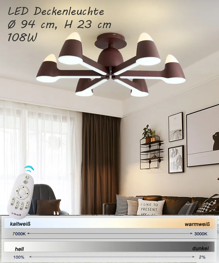 Plafonnier LED Chambre et Salon - Éclairage Réglable avec Télécommande - 4