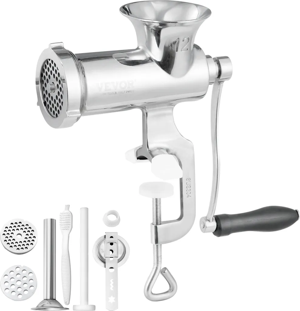 Hachoir à Viande Manuel Inox 304 Robuste pour Fini les Pannes Électriques