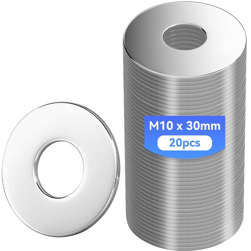 20 Stück M10 x 30 mm Edelstahl-Unterlegscheiben A2-70, Flachscheiben, Gehäusescheiben, U-förmige Edelstahl-Unterlegscheiben für Schrauben, Mutt...