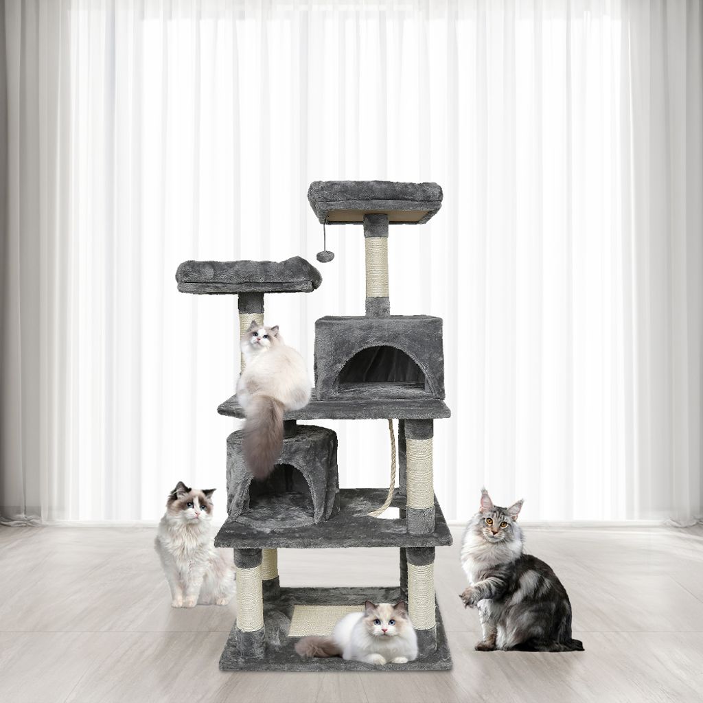 Kratzbaum XL,Großer Kletterbaum mit Kratzsisal, Stabiler Kratzbaum Katzenbaum für große Katzen im Innenbereich 60x48x145cm