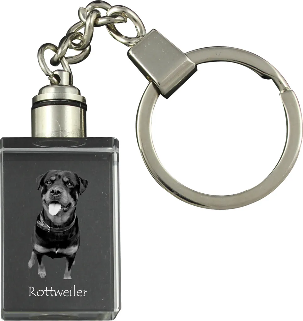 Portachiavi Cane Rottweiler con Foto Cristallo LED - Idea Regalo Unica