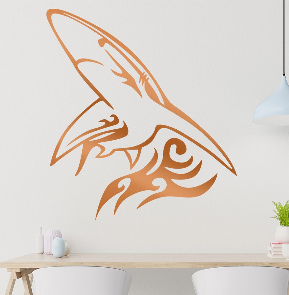 Tribal Hai Wandtattoo in 6 Größen - Wandaufkleber Wall Sticker - Dekoration, Küche, Wohnzimmer, Schlafzimmer, Badezimmer