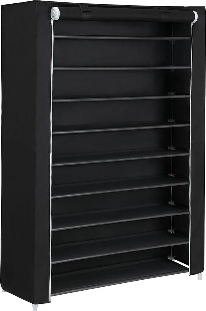 Fini le désordre : Armoire à chaussures noire coulissante compacte et chic