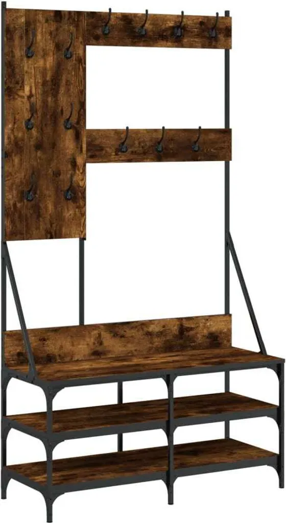Appendiabiti con scarpiera in rovere fumé 100x40x184 cm